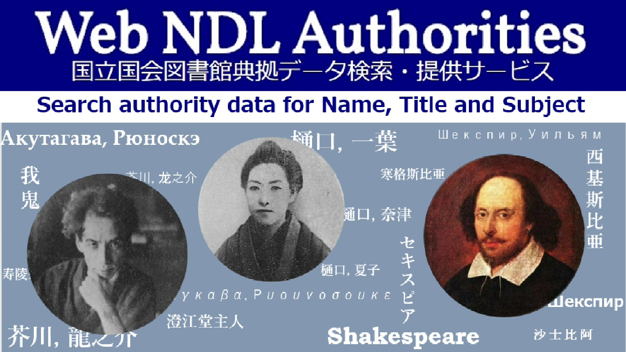 Using Web NDL Authorities which provides organized data on authors, titles and subjects, you can search books more accurately in the NDL Online.