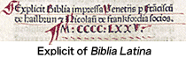 Explicit of "Biblia Latina"