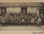 Commemorative photograph of Ambassador Plenipotentiary SAIONJI Kinmochi and his retinue after the Paris Peace Conference, taken at the Hotel Le Bristol in Paris, June 1920 (Taisho 9) From (Zuroku Nihon Gaiko Taikan)