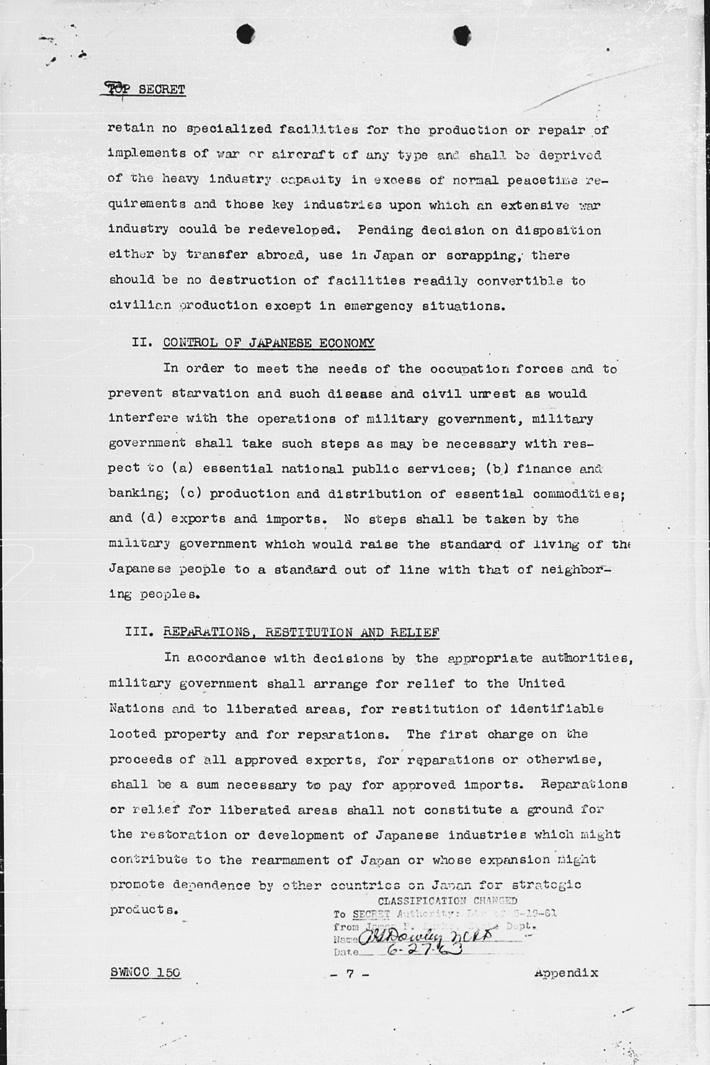 [Politico-Military Problems in the Far East: United States Initial Post-Defeat Policy Relating to Japan (SWNCC150)](Larger image)