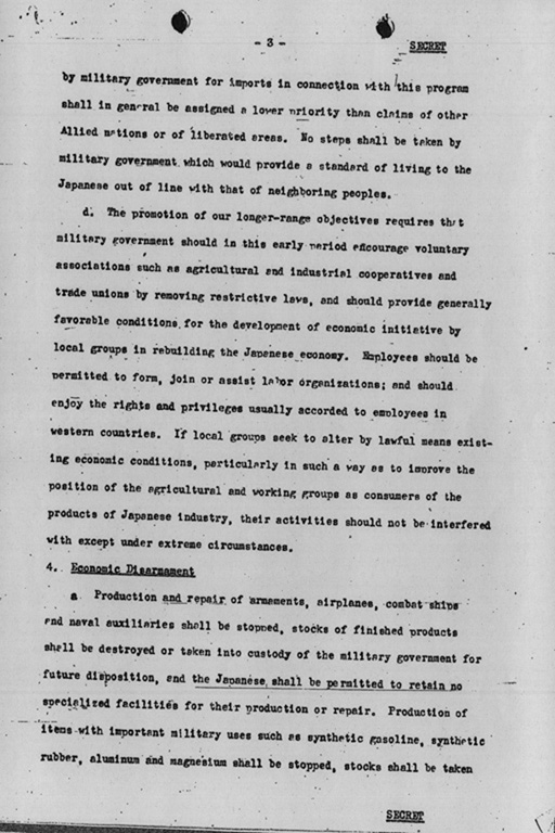 [Summary of United States Initial Post-Defeat Policy relating to Japan (Informal and without Commitment by the Department of State)](Regular image)