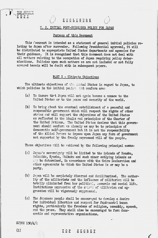 [U.S. Initial Post-Surrender Policy for Japan (SWNCC150/4/A)](Regular image)