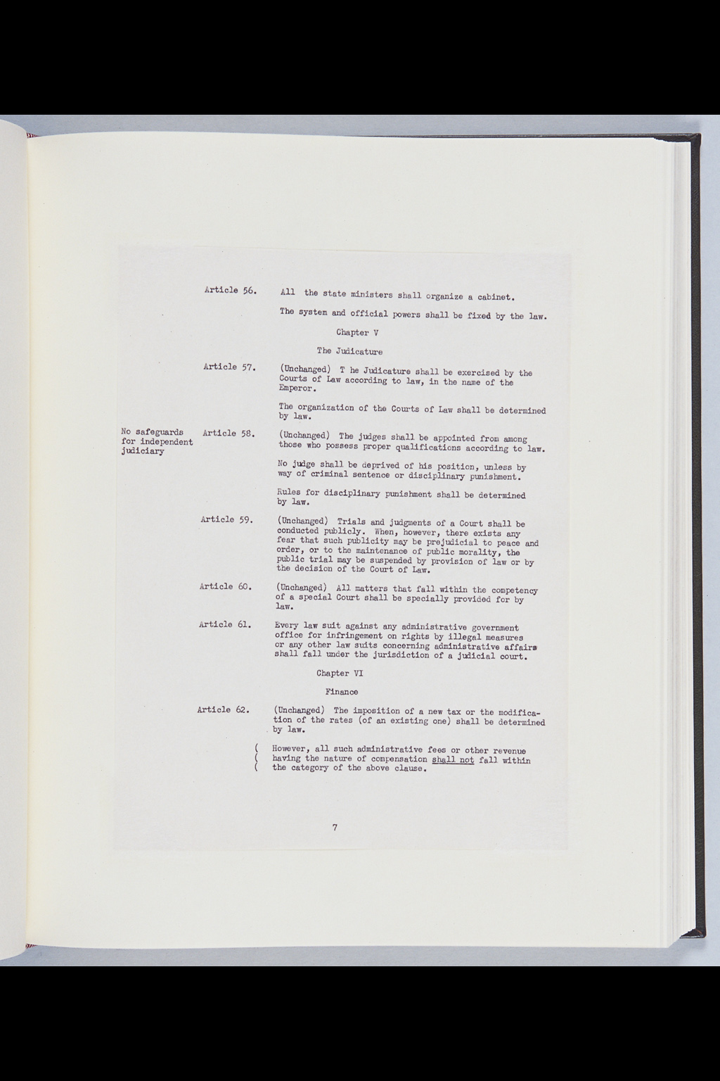 『Memorandum for the Supreme Commander: Subject: Constitutional Reform (Matsumoto Draft)』(拡大画像)