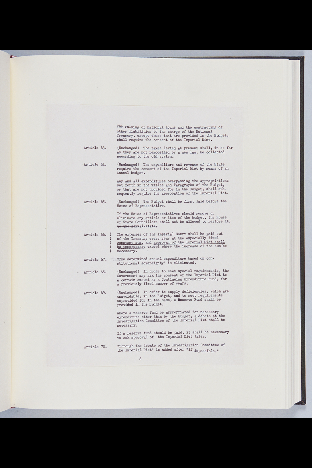 [Memorandum for the Supreme Commander: subject: Constitutional reform (Matsumoto draft)](Larger image)