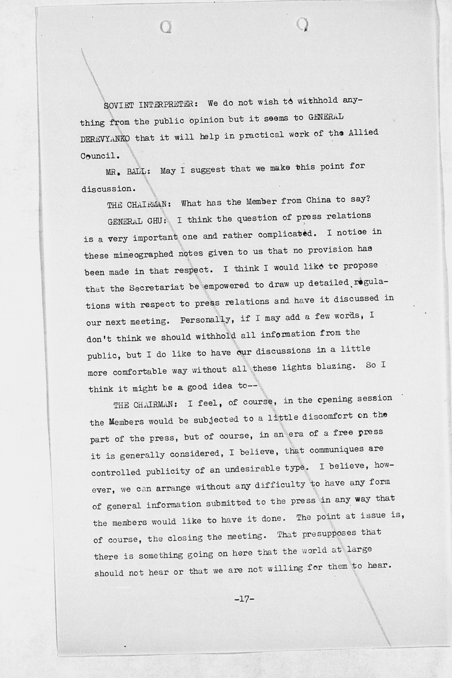 [Verbatim Minutes of the First Meeting, Allied Council for Japan 5 April 1946](Larger image)