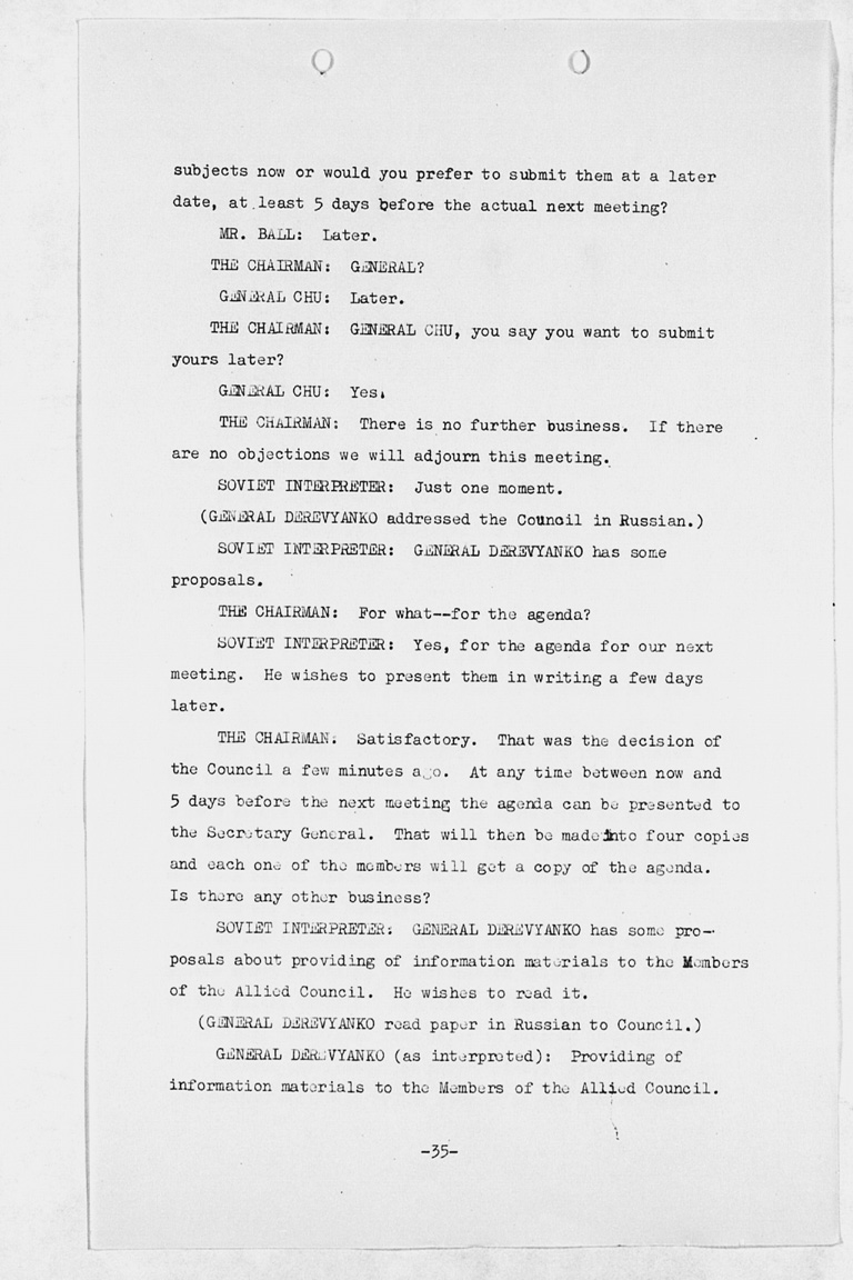 [Verbatim Minutes of the First Meeting, Allied Council for Japan 5 April 1946](Regular image)