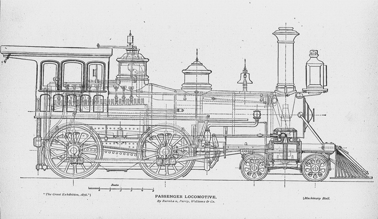 ボールドウィン蒸気機関車設計図 標準画像 博覧会 近代技術の展示場