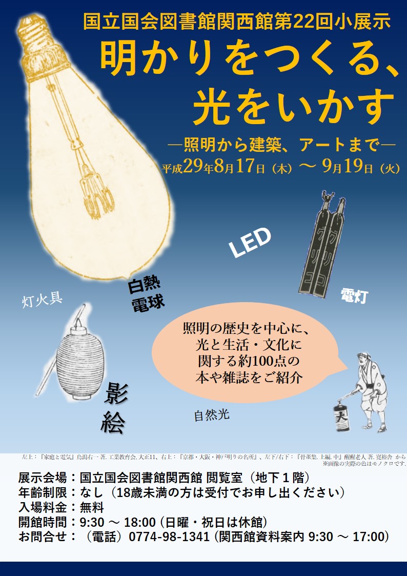 第22回 関西館小展示 明かりをつくる 光をいかす 照明から建築 アートまで 国立国会図書館 National Diet Library