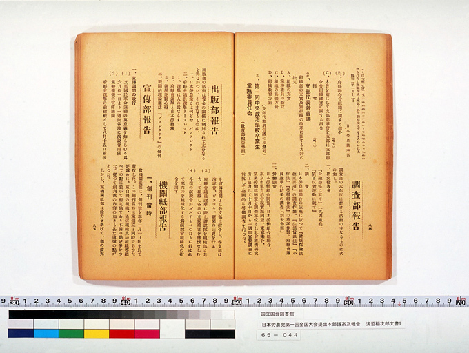 日本労農党第一回全国大会提出本部議案及報告 (標準画像)